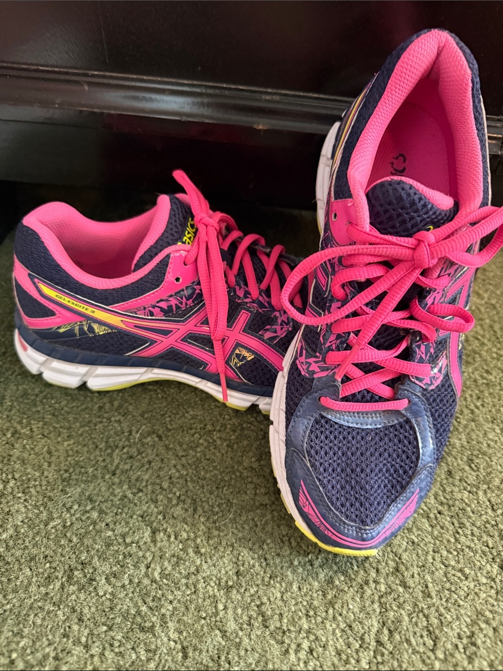 ASICS Navy and Hot Pink Women's Athletic Running Shoes